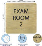 ADA CENTRAL SIGNS - 6" X6" Exam Room 2 Sign - ADA Compliant Tactile Graphics Grade 2 Braille Text Acrylic Wall Signs - Educational Institution Directional Assistance Test Center Door Sign for Schools