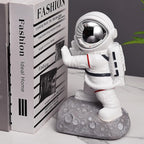 Kakizzy Space Theme Bookends - Astronaut Kids Book Stoppers, Heavy Duty Resin Bookends for Shelves (D-Silver Color)