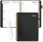 SUNEE 2026 Weekly & Monthly Planner 6.4"x8.5"- 12 Month (January 2026 - December 2026), Vegan Leather Cover, Pocket, Bookmark, Notes, Monthly Tab, Black