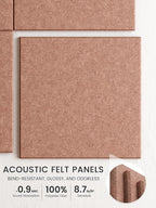 Bumusty Large Cork Board Alternative-47 x35 Felt Bulletin Board, with 30 Pushpins, 70 Adhesive Tabs, 12-Pack Slat Wall Paneling, Pin Boards for Office Push Felt Board-Terracotta