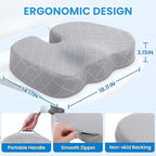 TushGuard Office/Car Seat Cushion, Non-Slip Sciatica & Back Coccyx Tailbone Pain Relief Chair Pad, Memory Foam Butt Pillow for Computer Desk, Wheelchair, Driving (Light Grey)