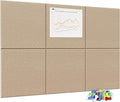 Neatsure Large Cork Board for Wall, 36" x 24" Bulletin Board with Pushpins, 6 Panels Felt Tiles Tack Push Pin Board for Office, Tan