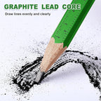 Honoson 200 Pcs Flat Construction Pencils with Printed Ruler Wood Graphite 2 Pcs Carpenter Pencil Sharpener for Woodworking Marking Tool(Green)