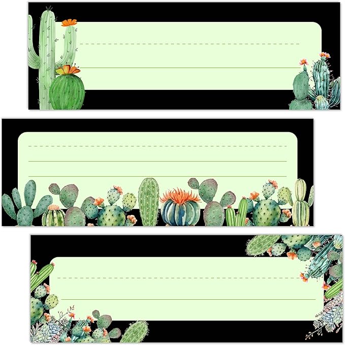 Name Tags for Classroom Desks, Cactus Theme Students Name Plates, Plates Name Labels for School Classroom Students Desks Teaching Supplies, Back to School Classroom Decor, 30 Pack (11)