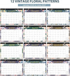 Desk Calendar 2026, Monthly Desktop Large Calendar (Jan 2026 - Jun 2027) 17" x 12" Desk Wall Planner for Family Teacher School Office Supplies, Vintage Floral