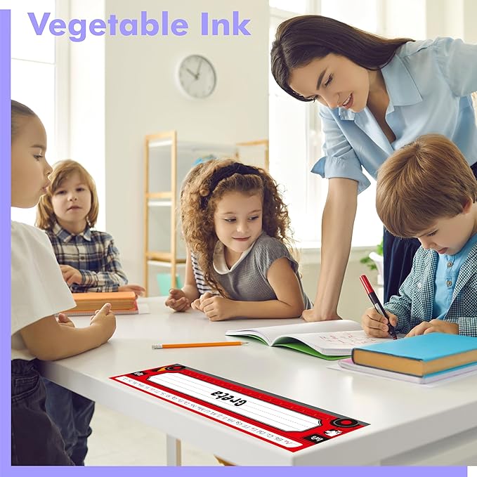 40 PCS Desk Name Tags, Waterproof Desk Nameplates with Alphabet, Number Line 1-30 Erasable and Reusable Traditional Manuscript Name Plate for Classroom School Student (12” x 3.5”)