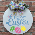 Wood front door sign Wood sign Home decor Welcome sign Sign for front door House warming gift Wedding gift (Happy Easter, 18" Width)
