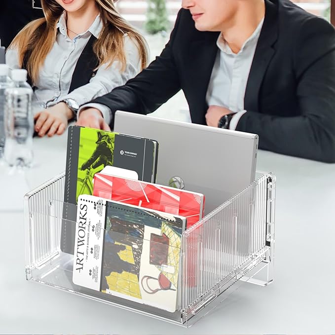 Cuukie File Sorter Organizer, 5 Sections Acrylic Letter Tray for Desk, Mail Organizer Letter Holder for Envelopes, Mail, Electronics 2Pack 2PCS