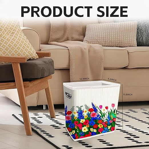 Fozxsvg Colorful Painting Bamboo 4.5 Gallon Fabric Trash Can, Cute Storage Baskets, Decorative Trash Bin for Bedroom, Office, Living Room, Kitchen