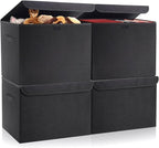 Bagnizer Large 22 Quart Linen Fabric Foldable Storage Bin Cube Organizer Basket with Flip-Top Lid & Handles, Clothes Blanket Box for Home, Office, Closet, Black, 4 Pack 14.6 x 9.5 x 9.5”