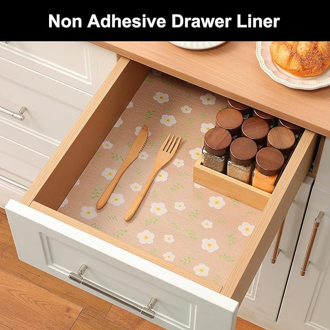 Cooyes Shelf Liner – Premium Non-Adhesive Cabinet & Drawer Liner for Kitchen – Waterproof Shelf Paper with Modern Pattern – Durable EVA Cabinet Mat – Easy to Cut （24" W x 360" L）