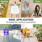 VAIIGO 63" Display Easel Stand - 3Packs Art Easels for Wedding Sign Poster Stand Folding Floor Adjustable Metal Black Easel Instant Tripod Easel for Painting Wedding Welcome Sign Stand