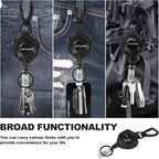 LATTHANT id Badge Holder Retractable Clip, 2 Pack Heavy Duty Retractable Keychain with 31.5 in Smooth Steel Cord, Durable 360-degree Rotating Carabiner Badge Holders for Work, Fishing, 9 oz
