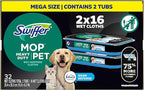 Swiffer Sweeper Pet Heavy Duty Multi-Surface Wet Cloth Refills for Floor Mopping and Cleaning, Fresh scent, 16 count, Pack of 2