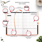 Smart Planner Pro – Undated Daily Planner – Small A5 – Achieve Goals & Increase Productivity – Weekly, Monthly, Work Sections, Organizer Diary with Back Pocket, 3 Satin Bookmarks & Pen Holder