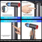 PocketDuster 2-in-1 Compressed Air Duster and Mini Vacuum Cleaner with 150000 High RPM - Powerful Brushless Motor for Desktop, Keyboards, Laptop, Dryer and Electronics