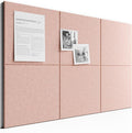 Bumusty Large Cork Board 36"x24" Alternative - 6 Pack Felt Wall Tiles with 40 Safe Removable Adhesive Tabs, 30 Pushpins, Cork Boards for Walls Pin Board Bulletin Board Office Decor (Pink)