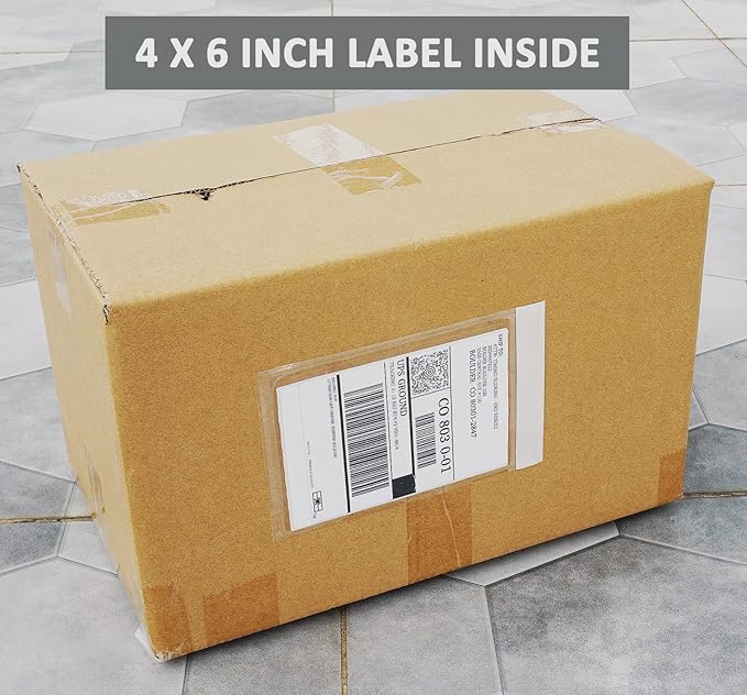 BEUYI Premium 4.7''x7.5'' Packing List Envelope, Tailored Size for 4x6'' Shipping Labels,Self Adhesive Shipping Label Pouch/Sleeve (50 pack)