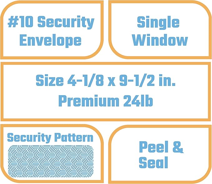 Office Deed 500#10 Envelopes SELF SEAL Business Envelope Single Window Design, Security Tint Pattern for Secure Mailing, Invoices, Statements & Legal Document, 4-1/8 x 9-1/2 Inches