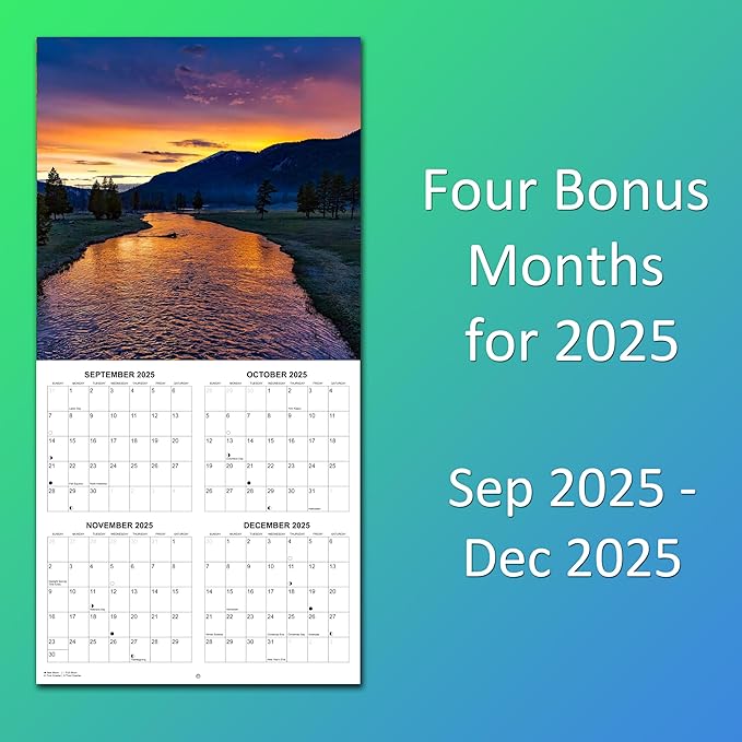 2026 Sunsets Monthly Wall Calendar | Travel Calendar 2025-2026
