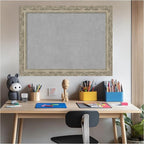 Amanti Art Silver Framed Magnetic Board 24x32 Medium Vision Board for use with Magnets, 100% Metal Sheet to Display Items as Office Decor or for Home Organization in mudroom, Kitchen or Kids Room