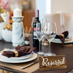 Darware Wooden Reserved Signs for Tables (6-Pack, Brown); Rustic Real Table Signs with Sign Holders for Weddings, Special Events, and Restaurant Use
