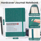 TSFPapier Lined Journal Notebook for Women Men 216 Pages A5 Hardcover Journals for Writing Daily Journaling Notebook for Work, School, Note Taking, Business, Travel Dark Green