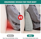 TANYOO Back Support Pillow for Recliner Soft Dual Layer Lumbar Support Pillow with Shredded Memory Foam Ergonomic Orthopedic Couch Lumbar Cushions for Elderly Lower Back Pain Relief Light Grey