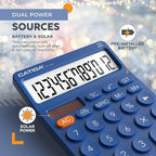 CATIGA 12 Digit Desktop Calculator Basic Desk Calculator with Large LCD Display, Big Buttons, 4 Function, Solar and Battery Dual Power, for Office, School, Home, SD-1292 Navy Blue