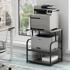 Fannova Large Printer Stand Table 23.6 x18.9 x 30 Inches with Height Adjustable Storage Shelf, 3 Tier Rolling Printer Cart with Wheels for Home Office, Gray