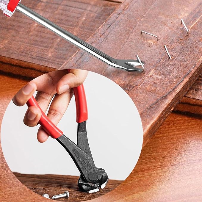 Upholstery Staple Remover Tack Puller Nail Remover Tool Set Nail Puller Plier, Staple Puller, Tack Lifter, Fastener Remover, for Furniture Floor Wall Wooden Case Car Photo Frame (2 pcs)