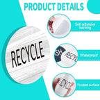 4PCS Recycle and Trash Sign Sticker for Kitchen,Self-adhensive Modern Circle Recycling Sticker for Trash Cans and Recycling Bin, Waste and Recycle Decals for Garbage Can Indoor &Outdoor Use 4Inch