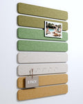 Cork Board Alternative Felt Strip Board 8-Pack 13"x2", Office Pin Board with 50 Push Pins, Adhesive Install for Bedroom Door & Home Office(Olive Grove)