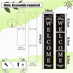 Welcome Porch Sign Decor Wooden Hanging Sign Door Porch Standing Decorative Signs Plaques for Front Door Farmhouse Outdoor Indoor Welcome Sign 47.2"H（black）