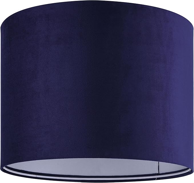 Dark Blue Velvet Drum Lamp Shade Modern Lampshade 13``Top×13``Bottom×10``High(Spider) Medium Lamp Shade for Table & Bedside Lamp Replacement Lampshades in Hand Crafted - By GO&SO