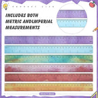 ForraFun 120 Pcs 12 Inch Plastic Ruler Bulk Colorful Transparent Ruler with Imperial and Metric Scales for Back School Office Supplies Home Tool Operation Measuring Drawing(Oil Painting Colors)