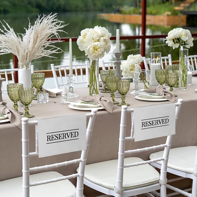 Buryeah 12 Pcs Reserved Seating Signs for Chairs Church Pew Reserved Chair Signs Placeholder with Printed Words for Weddings Parties Celebrations Receptions Church or Event (Light Gray)
