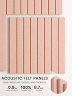 Bumusty Large Cork Board Alternative-47 x35 Felt Bulletin Board Tiles, with 30 Pushpins, 70 Adhesive Tabs, 12-Pack Slat Wall Paneling, Cork Boards for Office Push Pin Board Felt Board-Pink