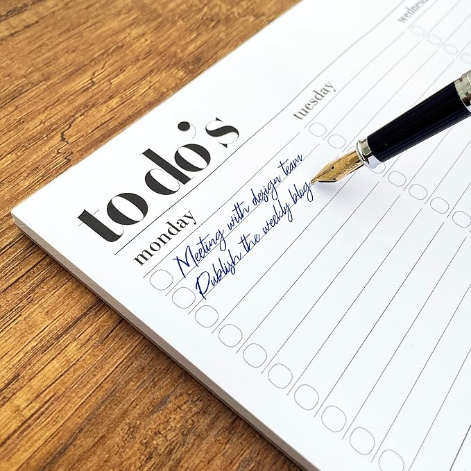 Weekly Planner Pad, Weekly To Do List Notepad, Tear Off Undated Weekly Planner Notepad, A4 Size (8,3" X 11,7"), Premium Thick Paper with Cardboard Back Support, Weekly Desk Planner by Hadigu