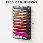 Lavatino 10-Tier Hanging Wall File Folders Organizer - Black Metal Mesh Paper Magazine Document Mail Holder File Organizer for Office School Home Wall Mount or Desk Supplies Organization