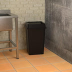 Krollen Industrial 35 Gallon Black Square Commercial Trash Can with Lid