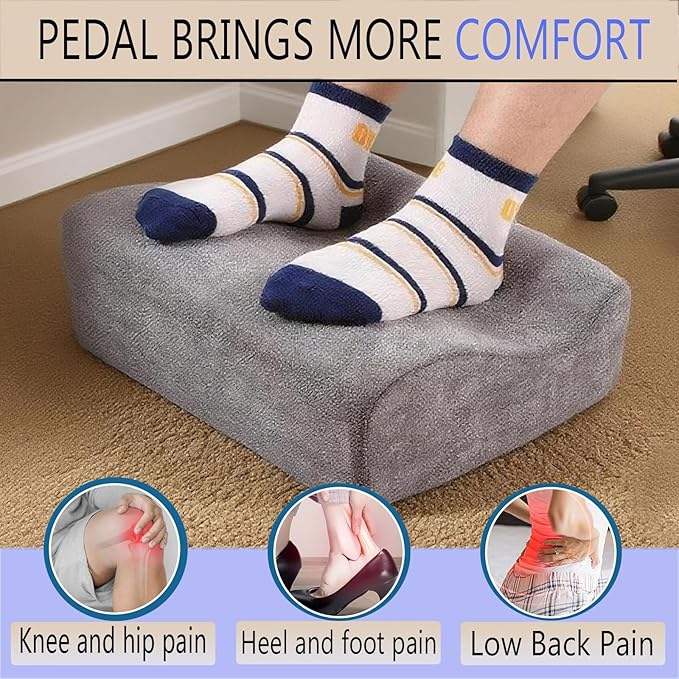 COMFelicify Foot Rest for Under Desk at Work, Ergonomic Under Desk Footrest with Washable Cover, Memory Foam Foot Stool for Office Chair & Gaming Chair, Back & Hip Pain Relief, Dark Gray