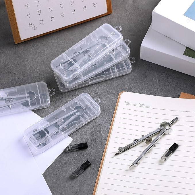 Zonon 12 Pcs Compass for Geometry Compass Bulk for Classroom Math Students Protractor for Art Compass Precision Tool with Pencil Back to School Supply for Office Art Drafting Drawing Wood Working