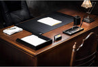 DACASSO Classic Leather Desk Pad with Side Rails - Luxury Leather Desk Blotter for Writing - Padded Executive Desk Surface Protector - (Black, 34” x 20”)