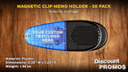 50 Magnetic Memo Holders Set - Customizable Text, Logo - Large Clip, Plastic - TBlue