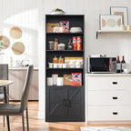 RWYHG 70in Tall Bookshelf 6 Tier Bookcase with Barn Doors and Adjustable Shelf, Black Farmhouse Book Shelves with Storage Cabinet,Wood Floor Standing Display Bookshelve for Bedroom,Living Room,Kitchen