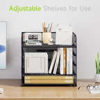 Cawukege 5 Tier Paper Organizer with Handle, Metal Mesh Desk Organizer File Folder Paper Letter Tray Desktop Document Sorter for Classroom, School, Office Accessories Organization and Storage - Grey