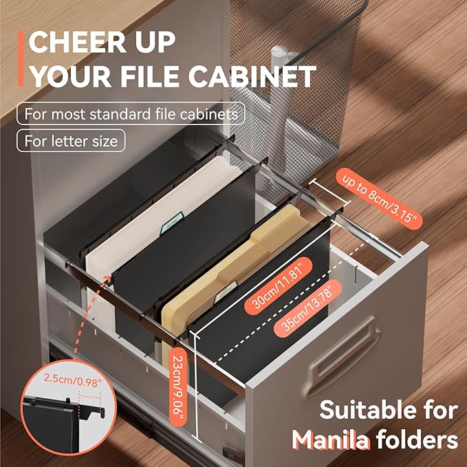 ThinkTex Extra Capacity Plastic Hanging File Folders, 3 Pack Reinforced Expanding Hang Folder Letter Size,Accordion Pocket,Heavy Duty 3.15 Inch Expansion,Hanging Folder Organizer for Office Home