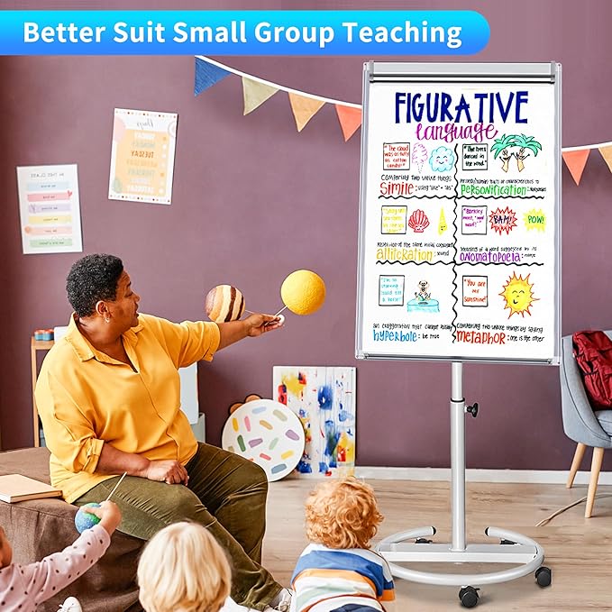 maxtek Mobile Dry Erase Board – 40x28 inches Magnetic Portable Whiteboard Stand Easel White Board Flipchart Easel Board with 25 Sheets Paper Pad for School Supplies
