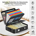 Deelhety Fireproof Document Box - 8-Layer Hard Shell Fire Proof Safe for Home Documents, Water Resistant File Organizer for Desk Money, Safety Box for Passports Certificates Laptop